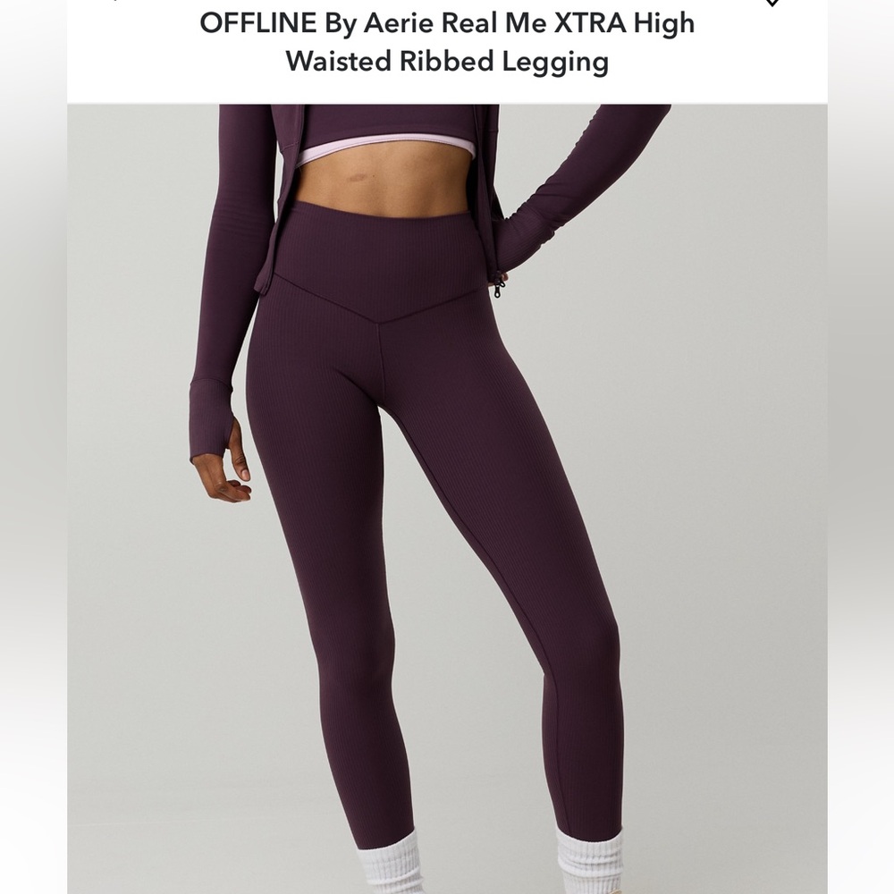 Aerie purple real me ribbed leggings